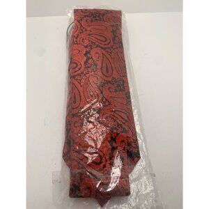 DQT Mens Paisley Classic Tie Black & Red New In Packaging